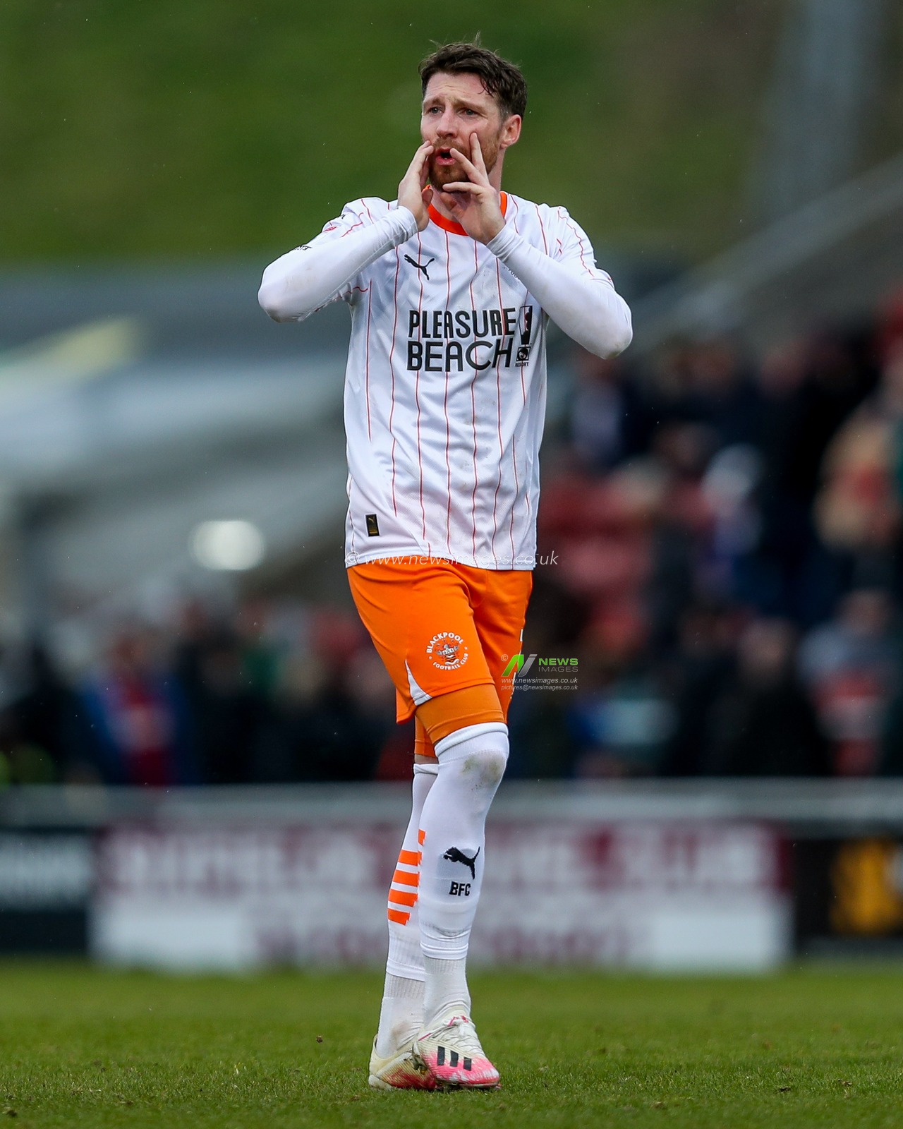 James Husband of Blackpool reacts of Blackpool in action during the Sky Bet League 1 match Northampton Town vs Blackpool at Sixfields Stadium, Northampton, United Kingdom, 22nd March 2025

(Photo by Izzy Poles/News Images)