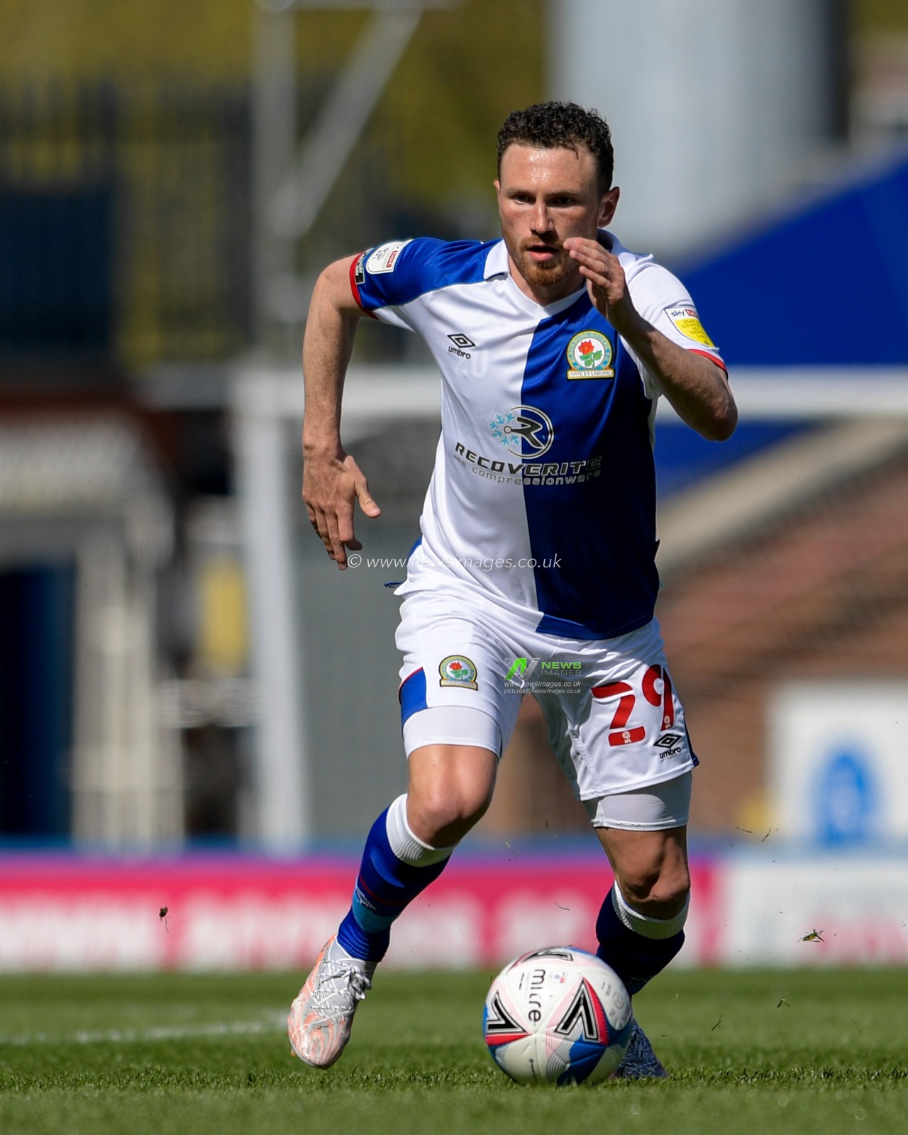 Corry Evans #29 of Blackburn Rovers runs with the ball