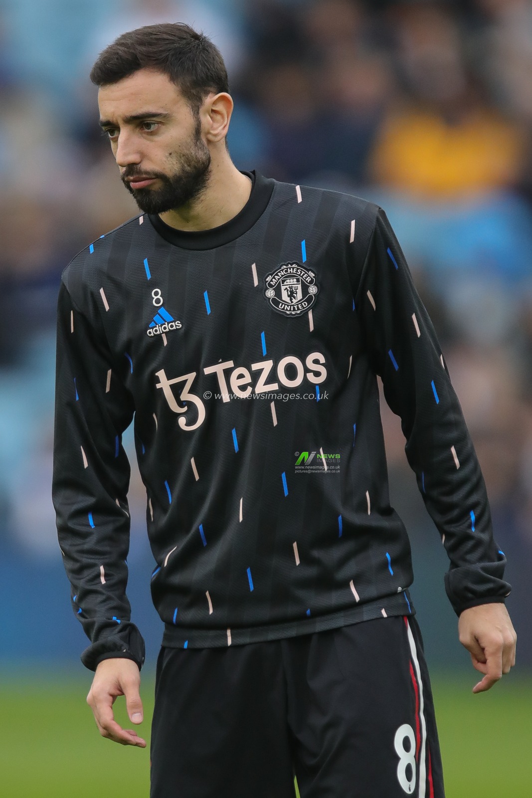Bruno Fernandes #8 of Manchester United during the pre match warm up ahead of the Premier League match Leeds United vs Manchester United at Elland Road, Leeds, United Kingdom, 12th February 2023

(Photo by James Heaton/News Images)
