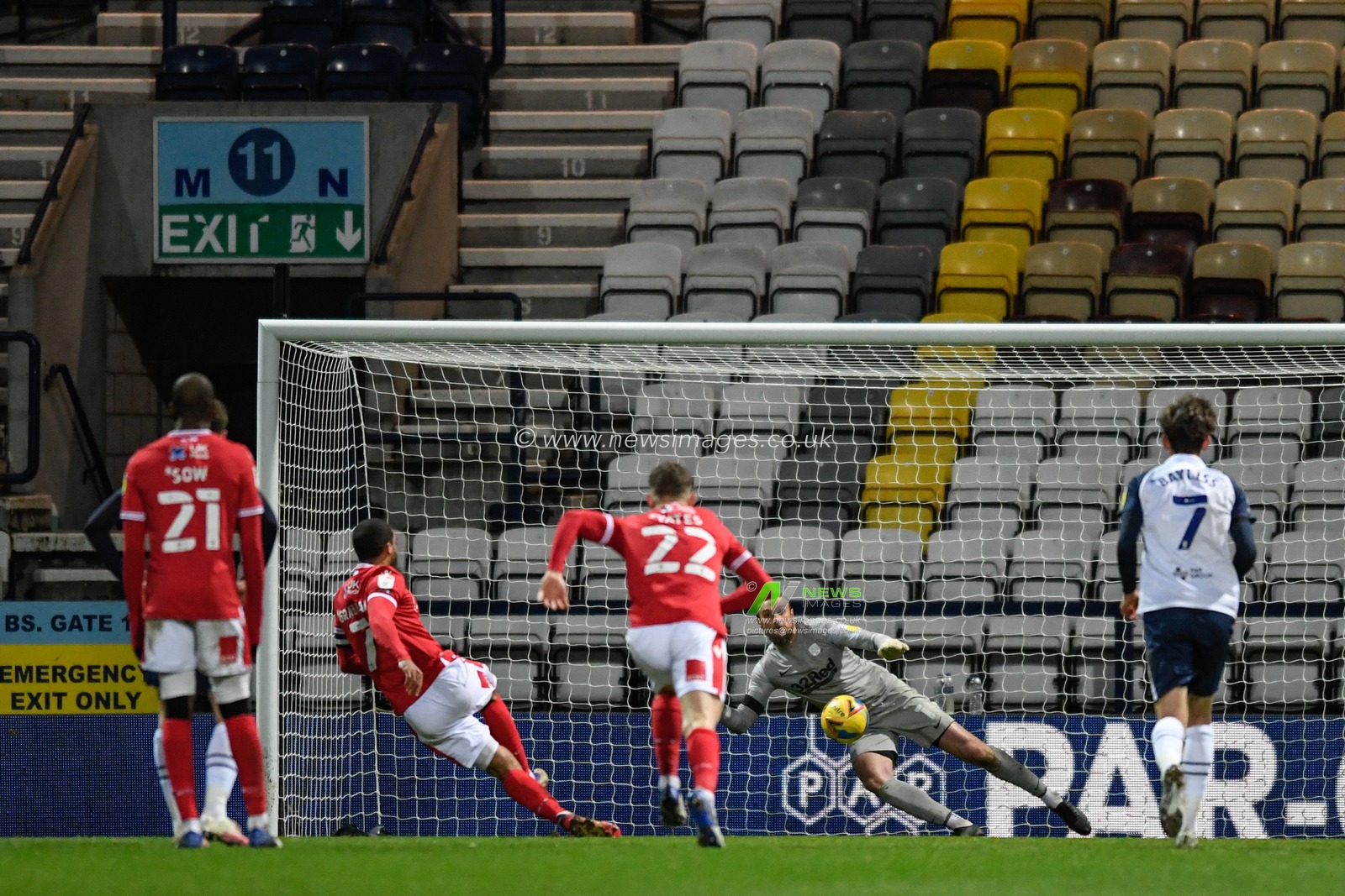 Lewis Grabban #7 of Nottingham Forest scores a penalty to make it 0-1