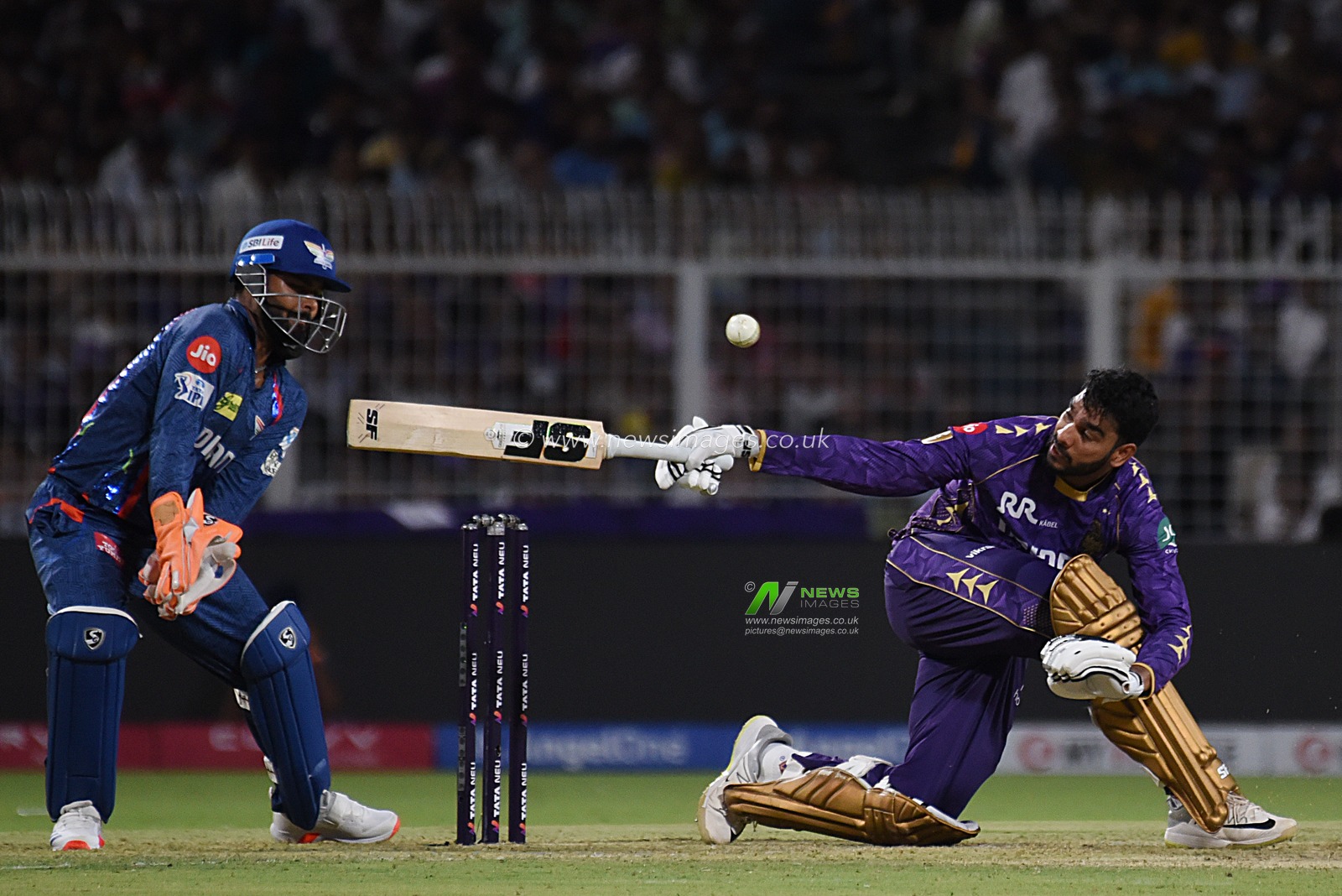 Kolkata Knight Riders' Venkatesh Iyer plays a shot  at the Indian Premier League (IPL) 2025 cricket match between Kolkata Knight Riders and Lucknow Super Giants, at Eden Gardens, in Kolkata, West Bengal, Tuesday, April 8, 2025. Photo by Debajyoti Chakraborty.(Photo: Debajyoti Chakraborty/News Images)
