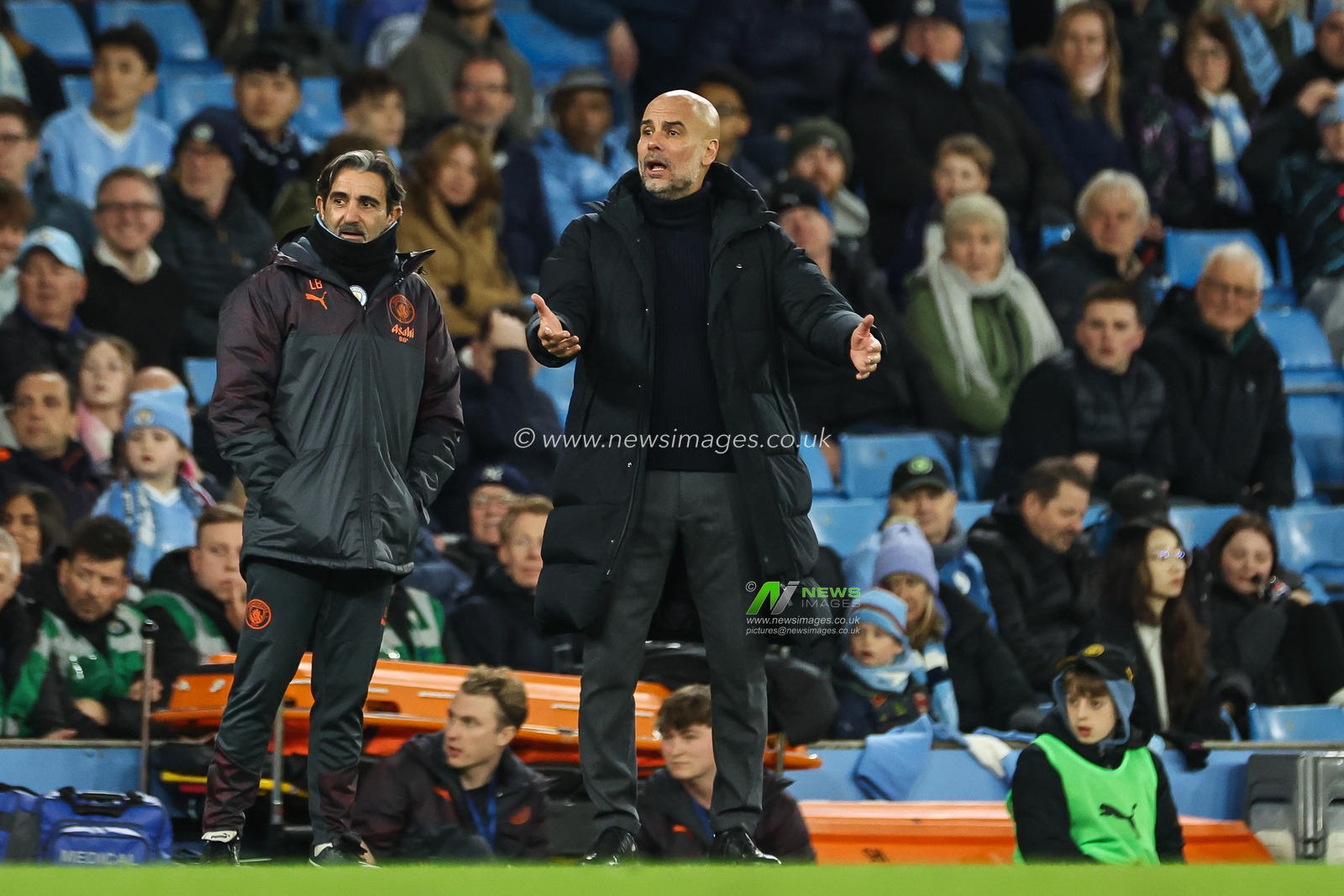 Pep Guardiola manager of Manchester City reacts during the Premier League match Manchester City vs Aston Villa at Etihad Stadium, Manchester, United Kingdom, 3rd April 2024

(Photo by Mark Cosgrove/News Images)
