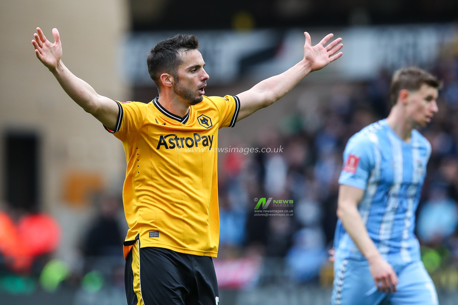 Pablo Sarabia of Wolverhampton Wanderers reacts during the Emirates FA Cup Quarter- Final match Wolverhampton Wanderers vs Coventry City at Molineux, Wolverhampton, United Kingdom, 16th March 2024

(Photo by Gareth Evans/News Images)