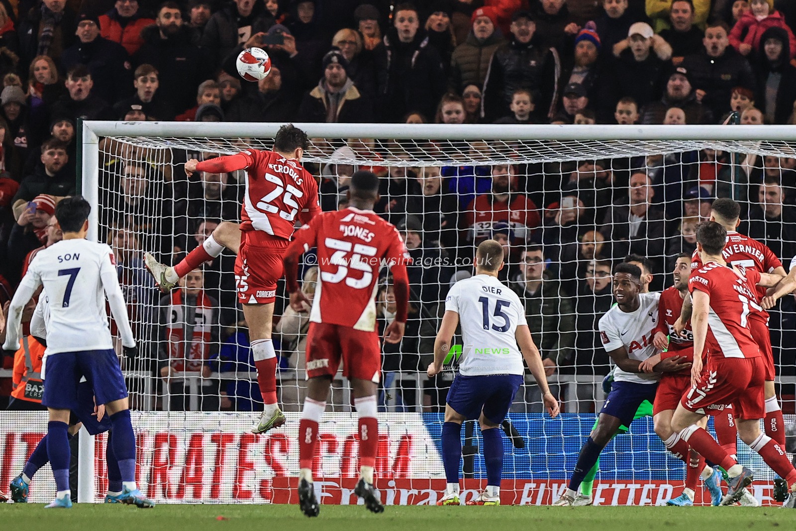 Matt Crooks #25 of Middlesbrough heads just over the bar
