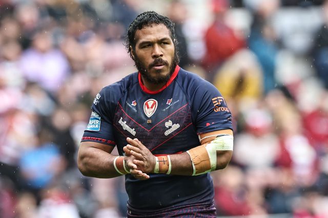 Agnatius Paasi of St. Helens during the Betfred Super League Round 8 match Wigan Warriors vs St Helens at The Brick Community Stadium, Wigan, United Kingdom, 18th April 2025

(Photo by Mark Cosgrove/News Images)