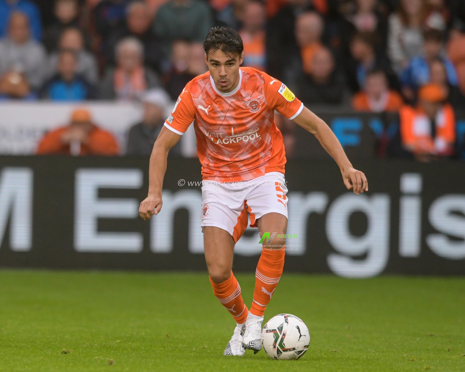 Reece James #5 of Blackpool with the ball