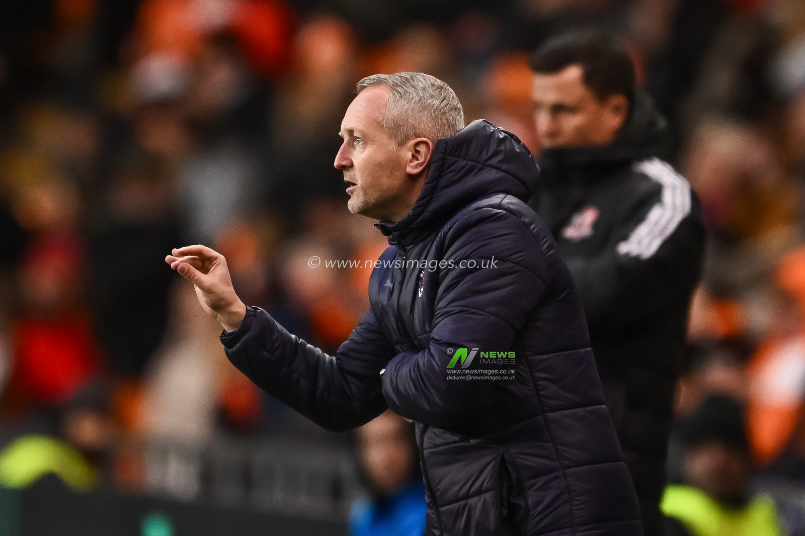 Neil Critchley Manager of Blackpool gives his team instructions during the Sky Bet League 1 match Blackpool vs Exeter City at Bloomfield Road, Blackpool, United Kingdom, 13th January 2024

(Photo by Craig Thomas/News Images)