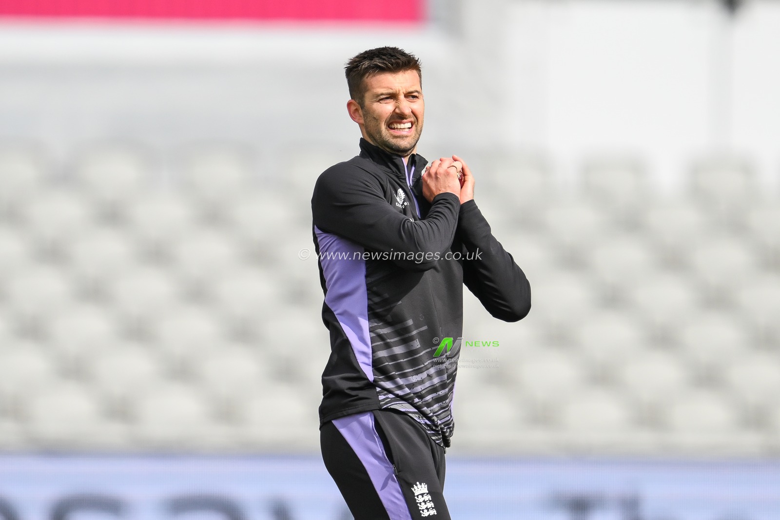 Mark Wood of England during pre match warm up ahead of the England Men v Sri Lanka 1st Rothesay Test Match Day 3 at Old Trafford, Manchester, United Kingdom, 23rd August 2024

(Photo by Craig Thomas/News Images)