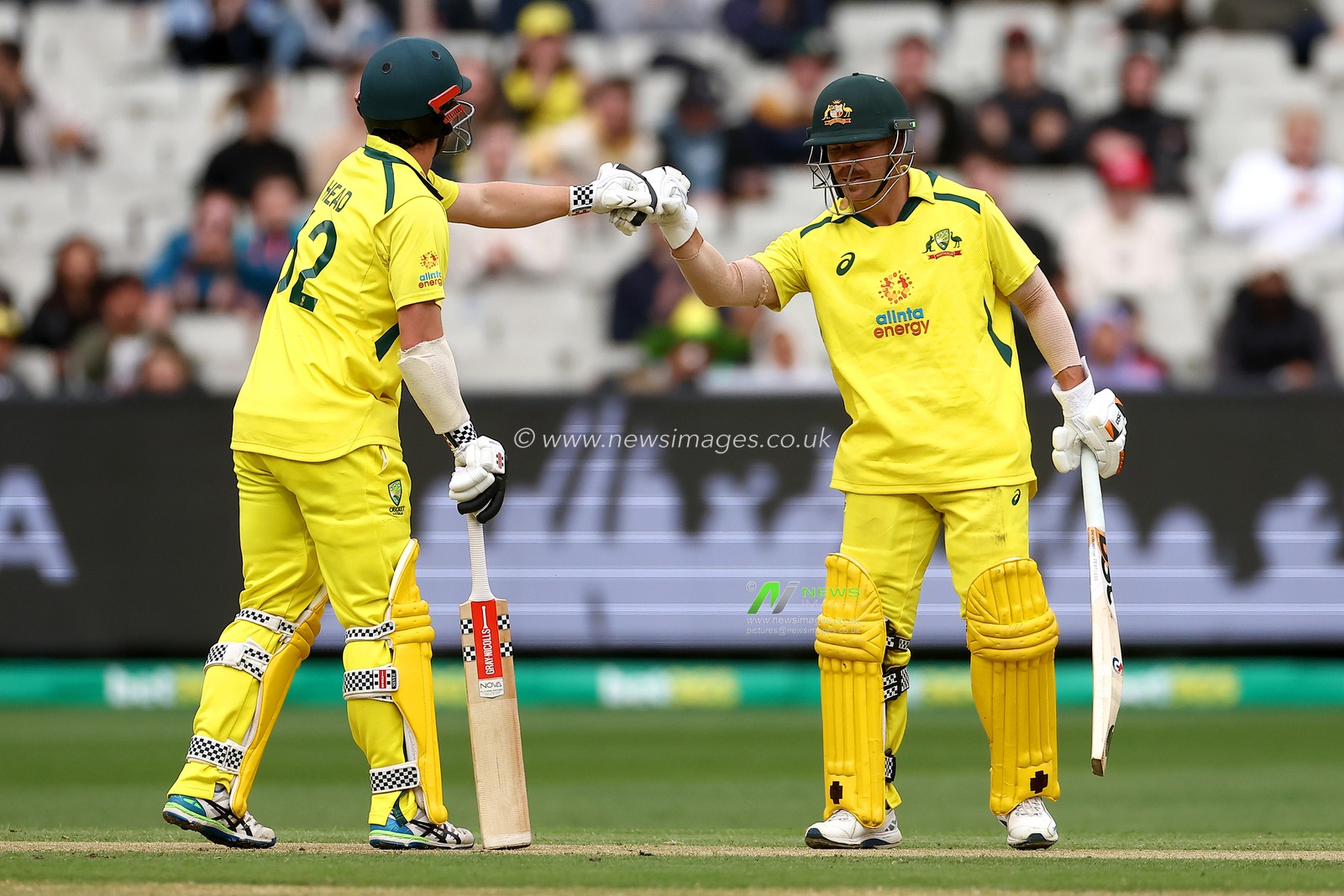 David Warner of Australia and Travis Head of Australia are seen during the Dettol ODI Series match Australia vs England at Melbourne Cricket Ground, Melbourne, Australia, 22nd November 2022

(Photo by Patrick Hoelscher/News Images)