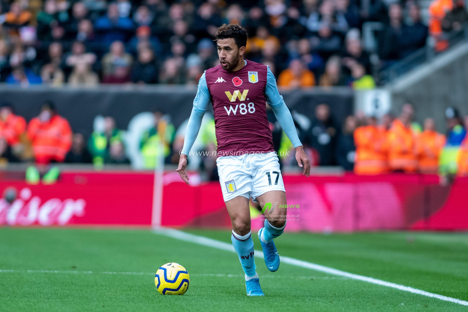 10th November 2019, Molineux, Wolverhampton, England; Premier League, Wolverhampton Wanderers v Aston Villa : Mahmoud Hassan (17) of Aston Villa

Credit: Gareth Dalley/News Images