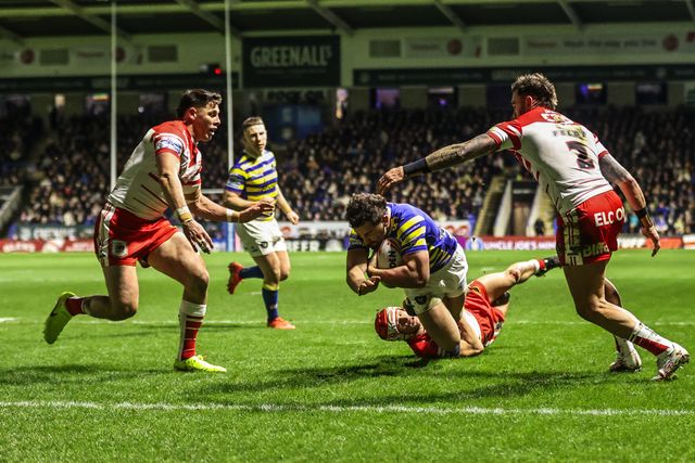 Toby King of Warrington Wolves goes over for a try during the Betfred Super League Round 1 match Warrington Wolves vs St Helens at The Halliwell Jones Stadium, Warrington, United Kingdom on 13 February 2026

(Photo by Alfie Cosgrove/News Images)