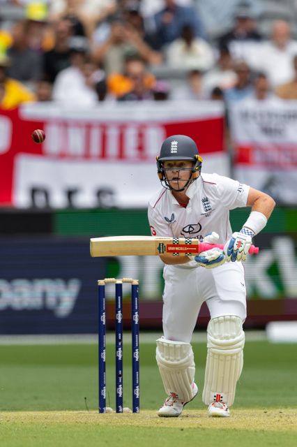 Ollie Pope of England plays a defensive shot during the NRMA Insurance Ashes First Test Day 2 Australia vs England at Optus Stadium, Perth, Australia, 22nd November 2025

(Photo by Santanu Banik/News Images)

*** GER AUT SUI OUT ***