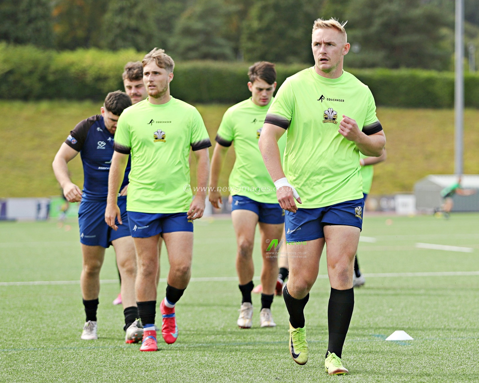North Wales Crusaders warm up before the Betfred League 1 match North Wales Crusaders vs Keighley Cougars at Stadiwm CSM, Colwyn Bay, United Kingdom, 31st August 2025(Photo by Sam Eaden/News Images)
