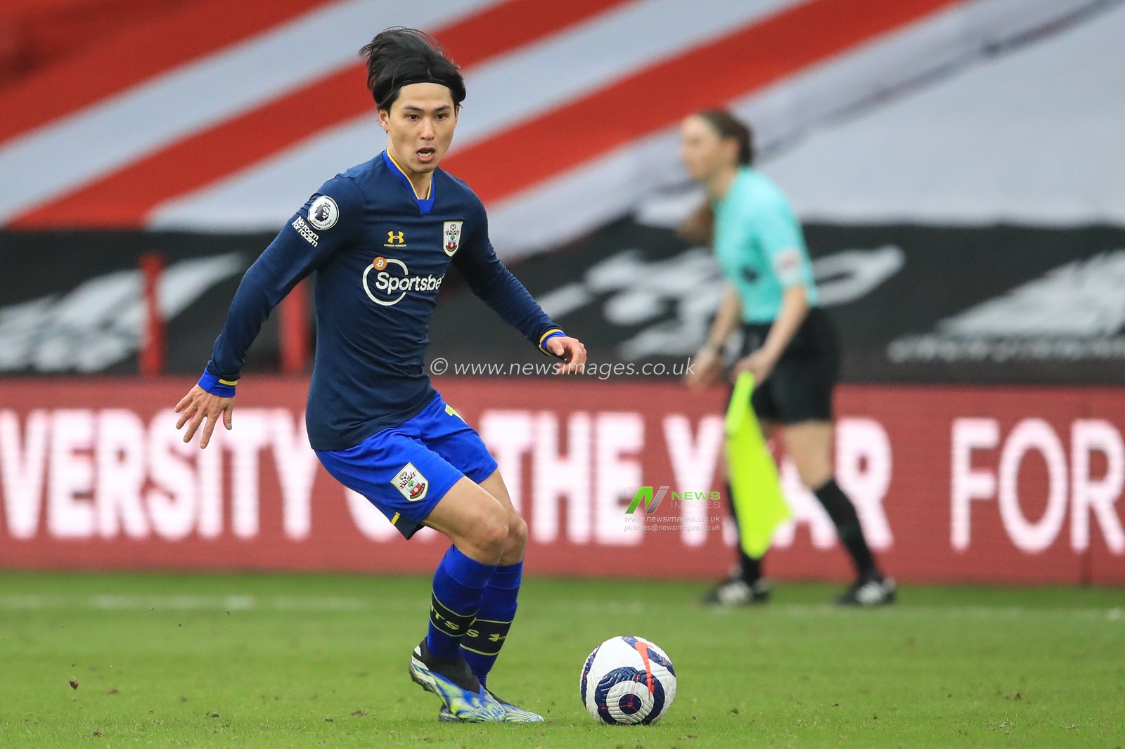 Takumi Minamino #19 of Southampton in action during the game