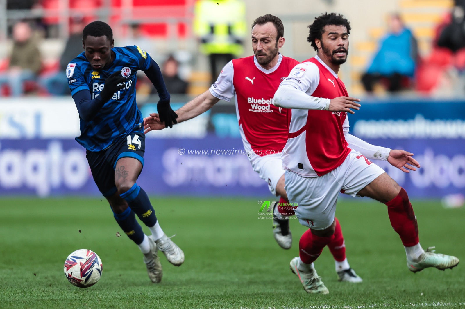Rushian Hepburn-Murphy of Crawley Town  in action during the Sky Bet League 1 match Rotherham United vs Crawley Town at New York Stadium, Rotherham, United Kingdom, 29th March 2025

(Photo by Richard Bierton/News Images)