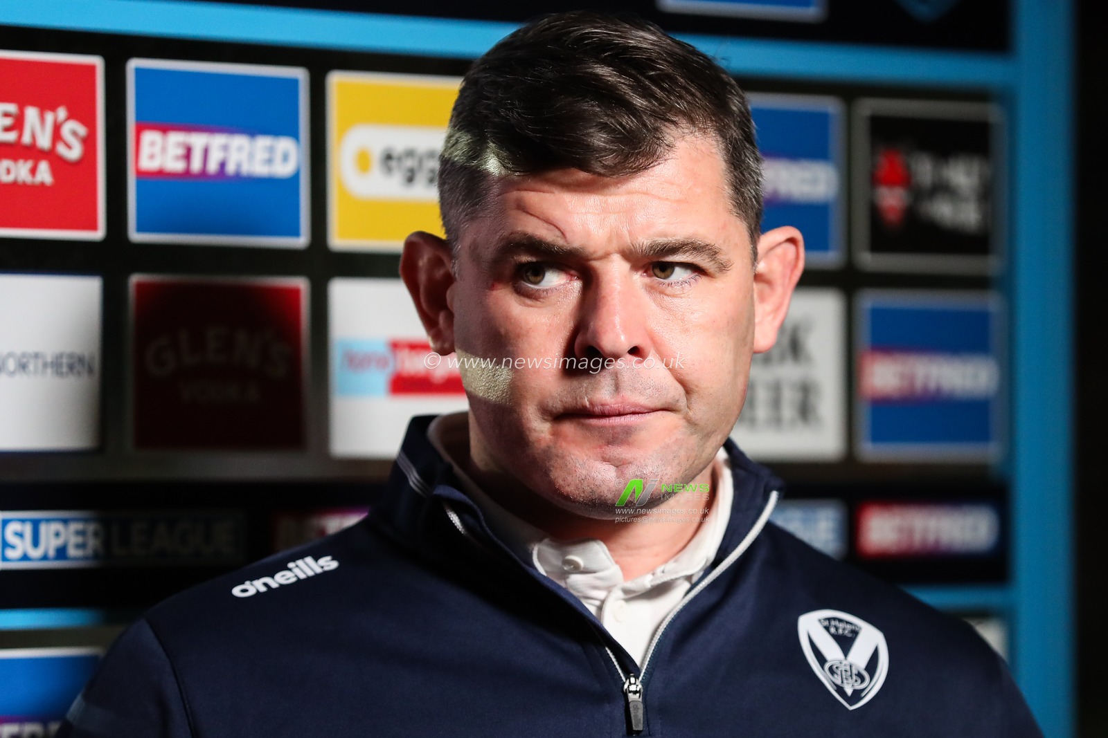 Paul Wellens Head Coach of St. Helens gives an interview ahead of the Betfred Super League Round 4 match St Helens vs Hull KR at Totally Wicked Stadium, St Helens, United Kingdom, 7th March 2025

(Photo by Gareth Evans/News Images)