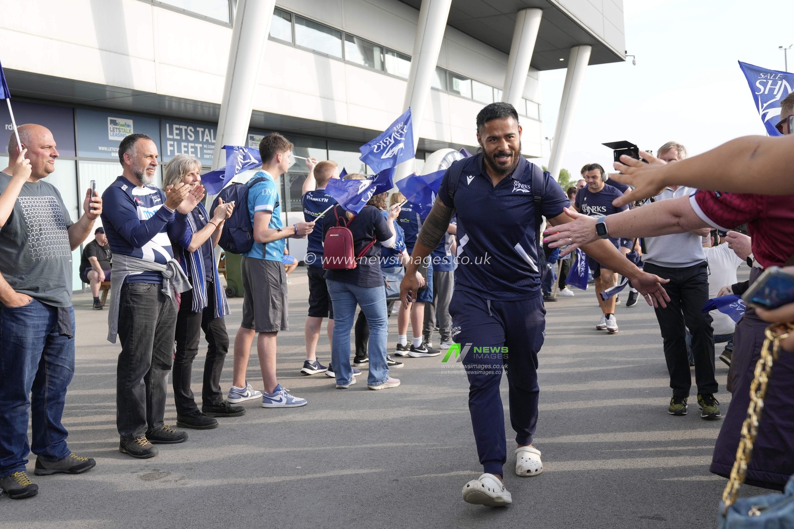 Sale Sharks centre Manu Tuilagi arrives at the stadium before the Gallagher Premiership match Sale Sharks vs Leicester Tigers at Salford Community Stadium, Eccles, United Kingdom, 10th May 2024

(Photo by Steve Flynn/News Images)