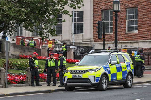 Police arrive during an anti-racism protest, Barnsley, United Kingdom, 8th August 2024