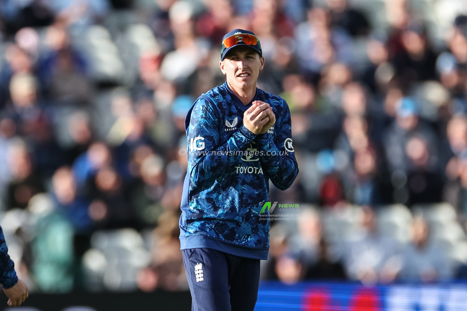 England captain Harry Brook catches out Gudakesh Motie of West Indies during the 1st Metro Bank ODI England vs West Indies at Edgbaston, Birmingham, United Kingdom, 29th May 2025

(Photo by Mark Cosgrove/News Images)