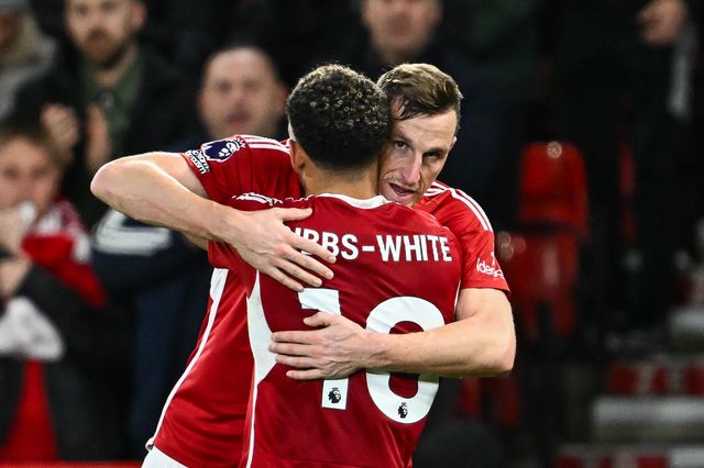 Chris Wood of Nottingham Forest celebrates his goal to make it  2-2during the Premier League match Nottingham Forest vs Bournemouth at City Ground, Nottingham, United Kingdom, 23rd December 2023

(Photo by Craig Thomas/News Images)