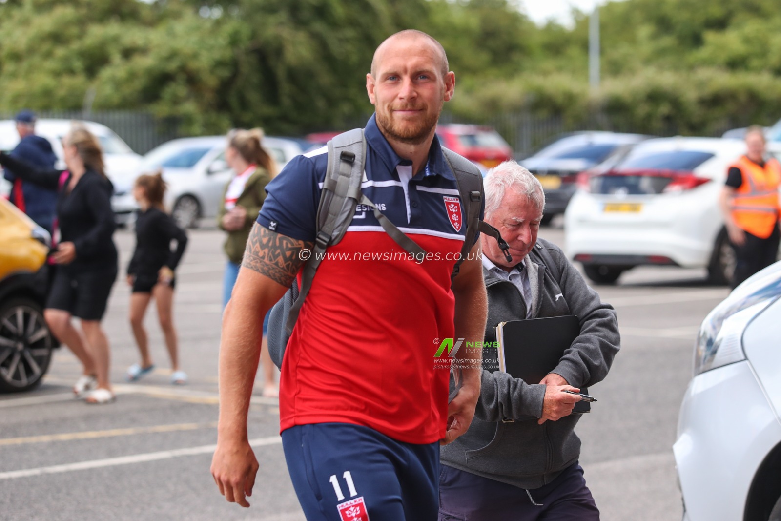 Dean Hadley #11 of Hull KR arrives at the Sewell Group Craven Park prior to the fixture against Huddersfield Giants