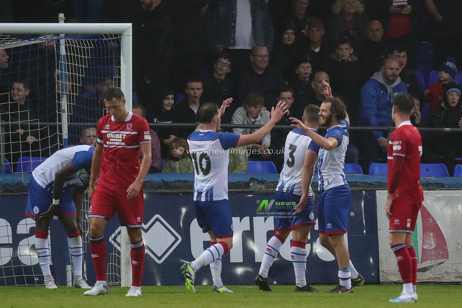 David Ferguson of Hartlepool United celebrates his goal and makes it 2-0 in the first half of the Pre-season friendly match Hartlepool United vs Middlesbrough at Suit Direct Stadium, Hartlepool, United Kingdom, 14th July 2023

(Photo by James Heaton/News Images)