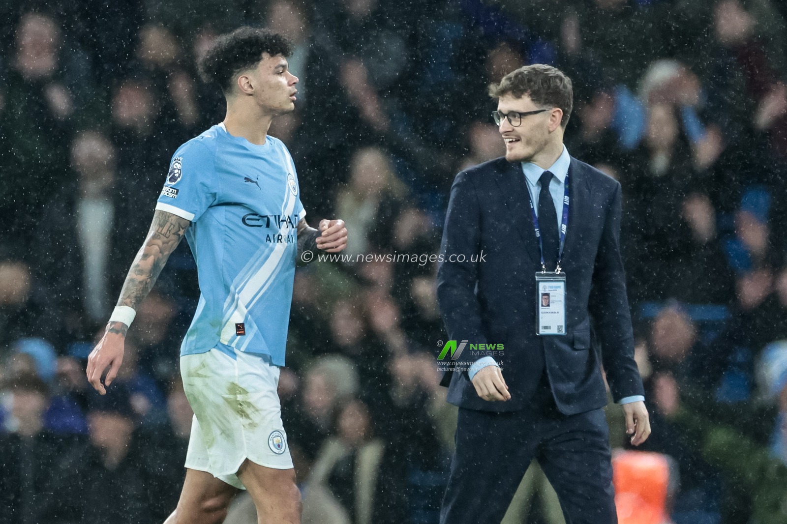Nico O'Reilly of Manchester City heads for the press interview during the Premier League match Manchester City vs Newcastle Untied at Etihad Stadium, Manchester, United Kingdom on 21 February 2026

(Photo by Mark Cosgrove/News Images)