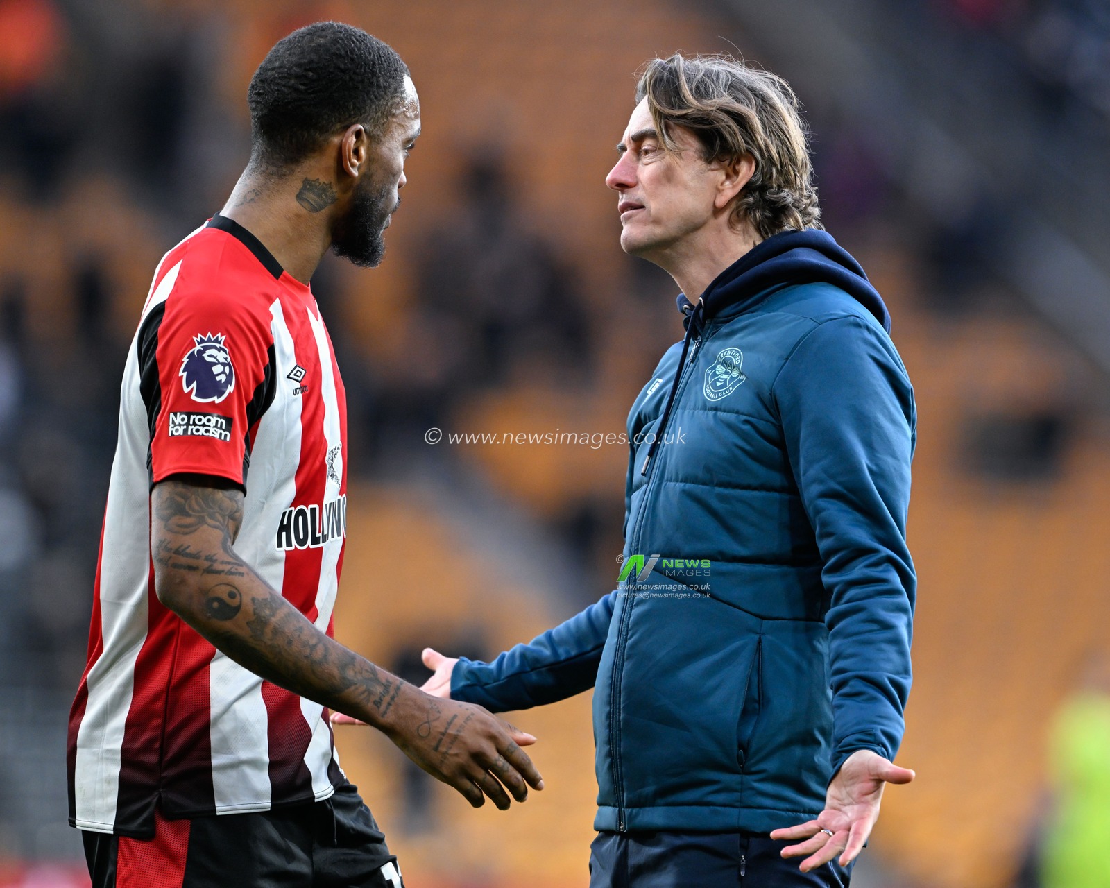 Ivan Toney of Brentford and Thomas Frank manager of Brentford celebrates the full time result, during the Premier League match Wolverhampton Wanderers vs Brentford at Molineux, Wolverhampton, United Kingdom, 10th February 2024

(Photo by Cody Froggatt/News Images)