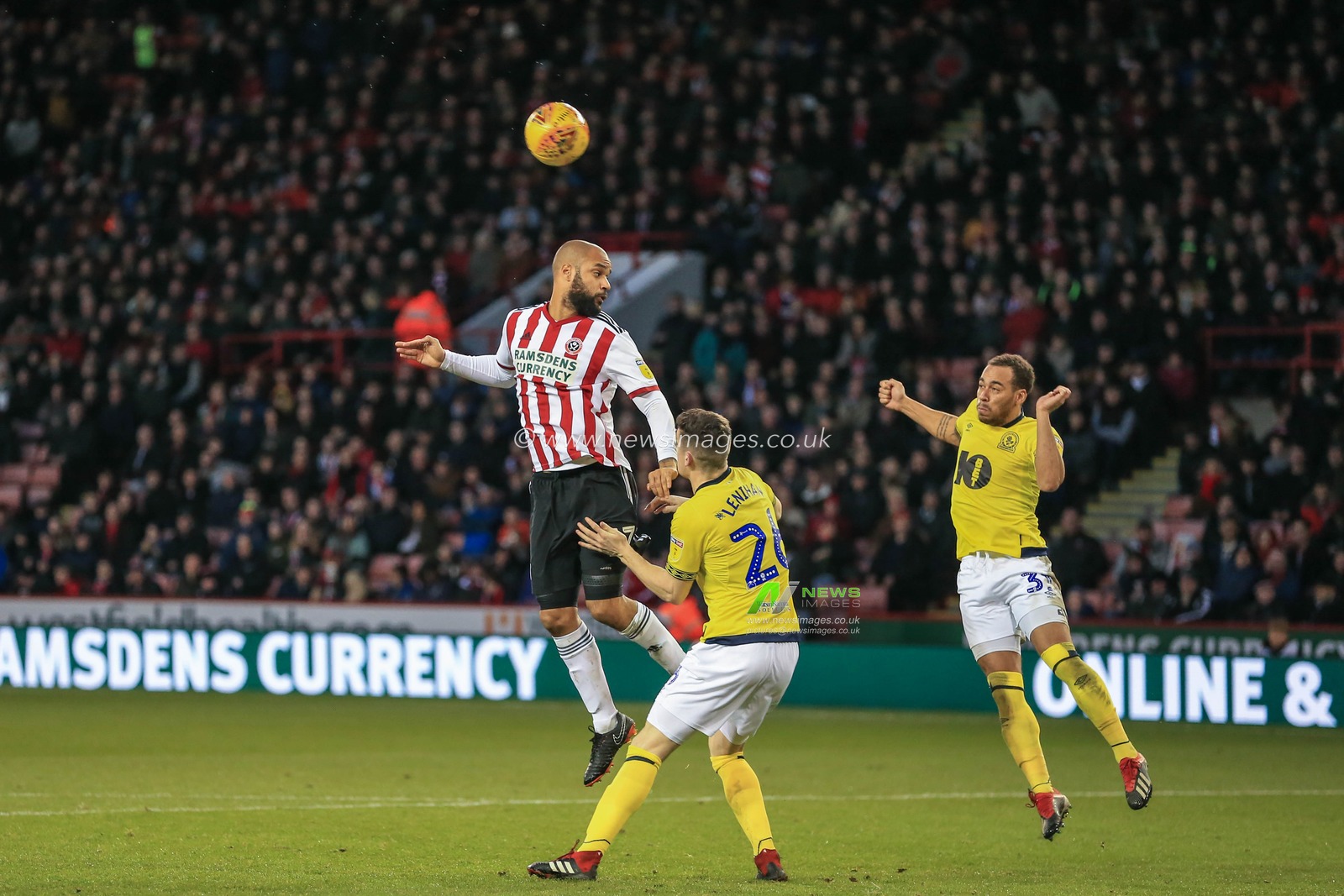 29th December 2018, Bramall Lane, Sheffield, England; Sky Bet Championship, Sheffield United vs Blackburn ; Derrick Williams (03) of Blackburn heads the ball clear as David McGoldrick (17) of Sheffield United challenges 


Credit: Mark Cosgrove/News Images

English Football League images are subject to DataCo Licence