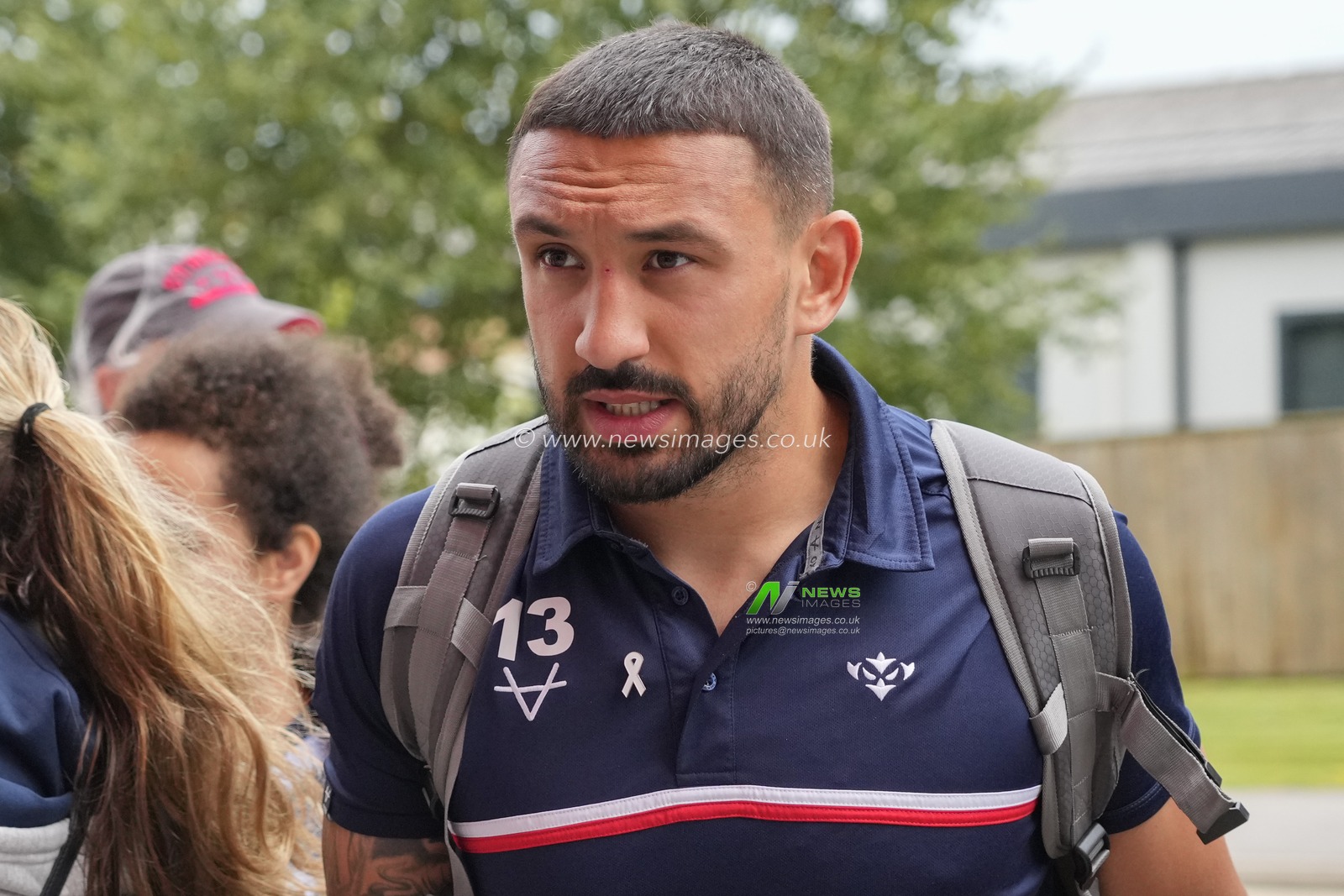 Elliott Minichella arrives at the stadium before the Betfred Super League Round 22 match St Helens vs Hull KR at Totally Wicked Stadium, St Helens, United Kingdom, 18th August 2023

(Photo by Steve Flynn/News Images)