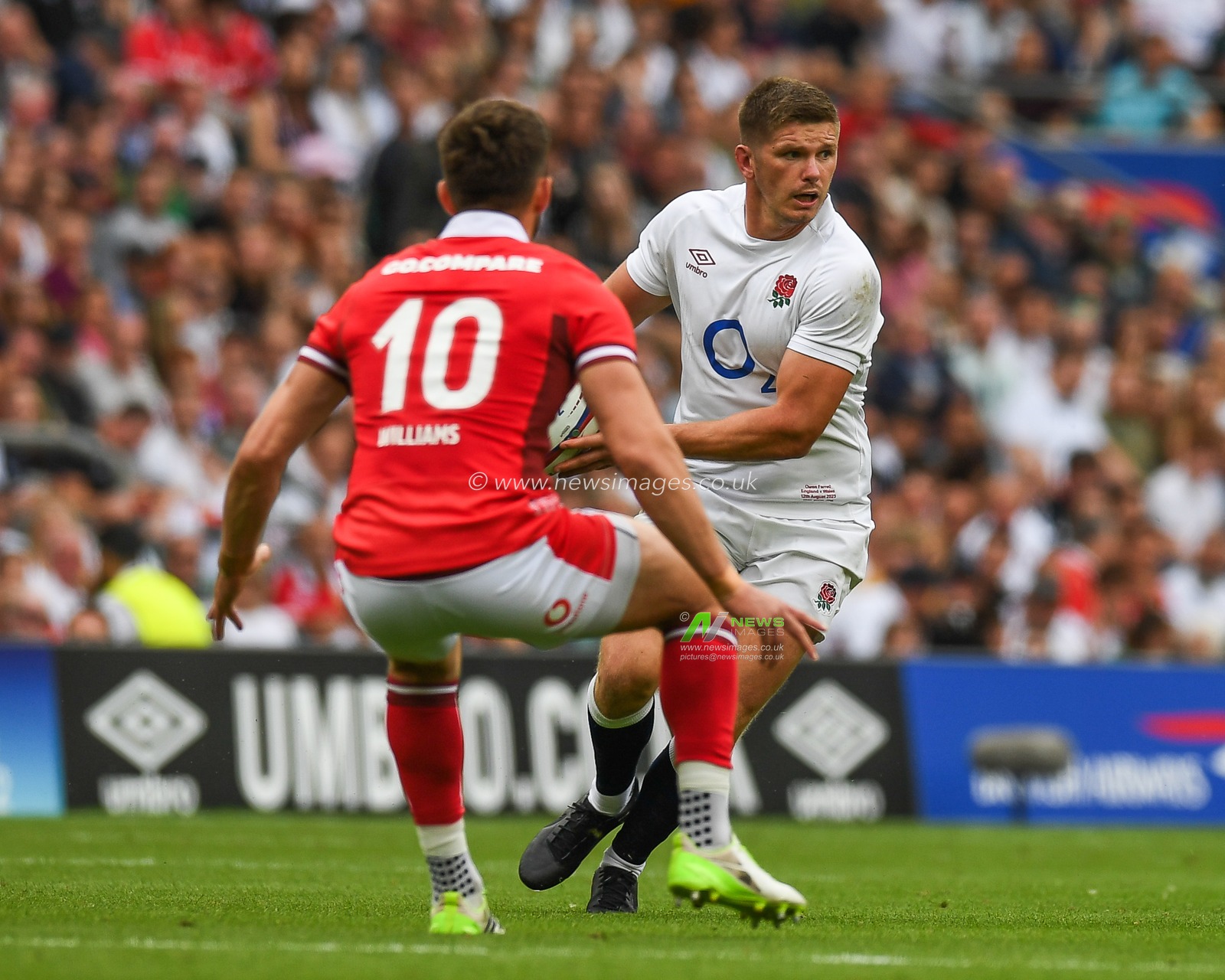 Owen Farrell of England in action during the 2023 Summer Series match England vs Wales at Twickenham Stadium, Twickenham, United Kingdom, 12th August 2023

(Photo by Mike Jones/News Images)