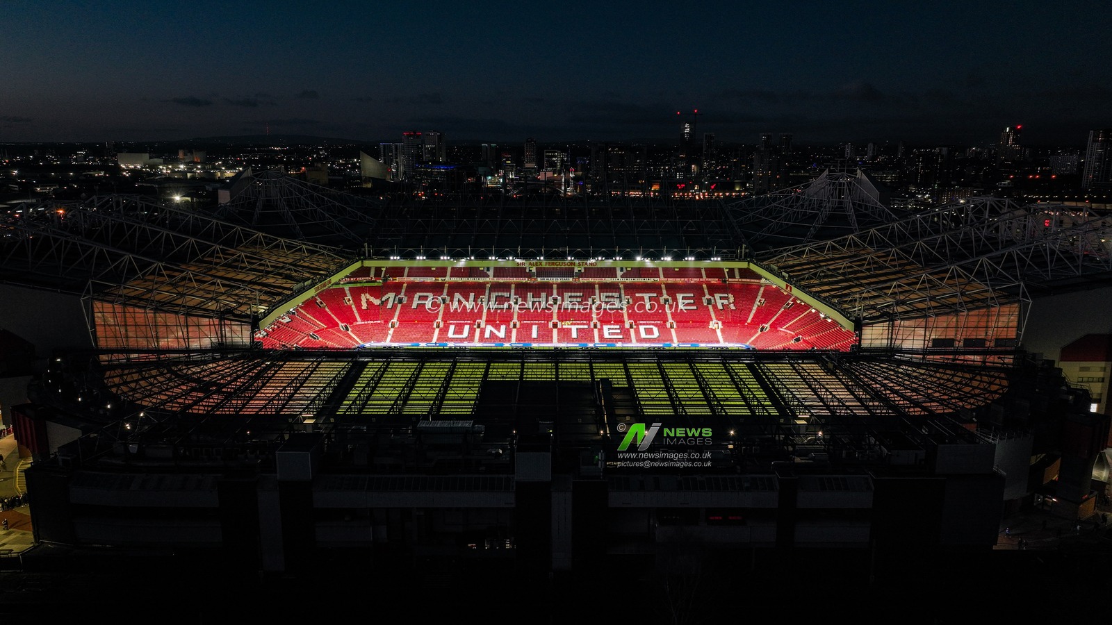 An aerial view of Old Trafford ahead of the Premier League match Manchester United vs Newcastle United at Old Trafford, Manchester, United Kingdom, 26th December 2025

(Photo by Alfie Cosgrove/News Images)

*** GER AUT SUI OUT ***