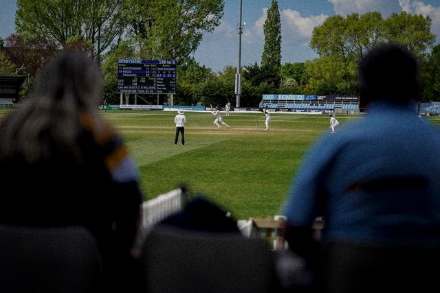 A general view of the supporters view with grain during the county Championship Division Two day 4 Derbyshire vs Gloucestershire at The Central Co-Op County Ground, Derby, United Kingdom on 27 April 2026

(Photo by Maynard Manyowa/News Images)