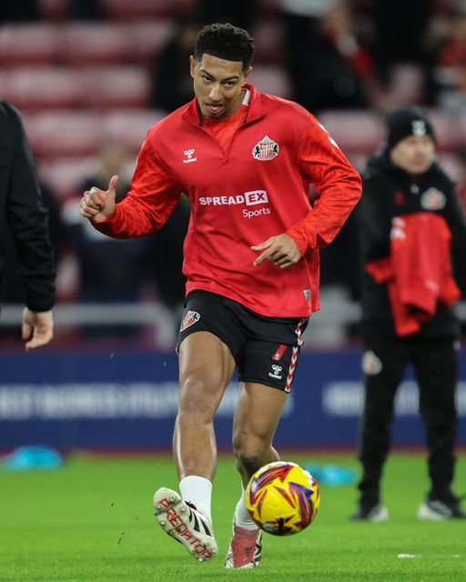 Jobe Bellingham of Sunderland in the pregame warmup session during the Sky Bet Championship match Sunderland vs Sheffield United at Stadium Of Light, Sunderland, United Kingdom, 1st January 2025

(Photo by Alfie Cosgrove/News Images)