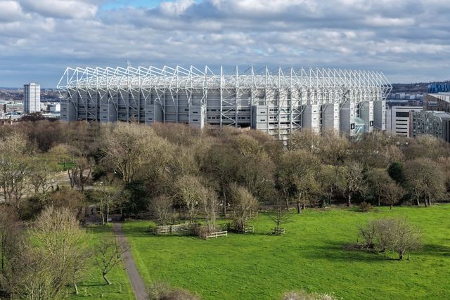 An aerial view of Et James’ Park ahead of the UEFA Champions League Last 16 match Newcastle Untied vs Barcelona at St. James's Park, Newcastle, United Kingdom on 10 March 2026

(Photo by Mark Cosgrove/News Images)