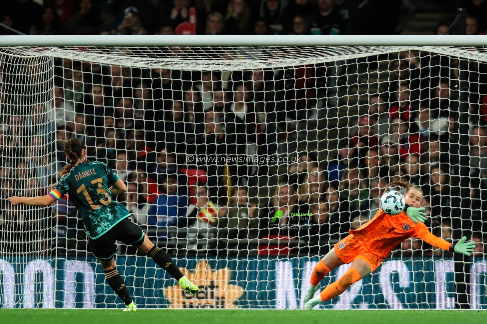 Sara DÃ¤britz of Germany scores a penalty to make it 2-4 during the International Friendly match England Women vs Germany Women at Wembley Stadium, London, United Kingdom, 25th October 2024

(Photo by Izzy Poles/News Images)