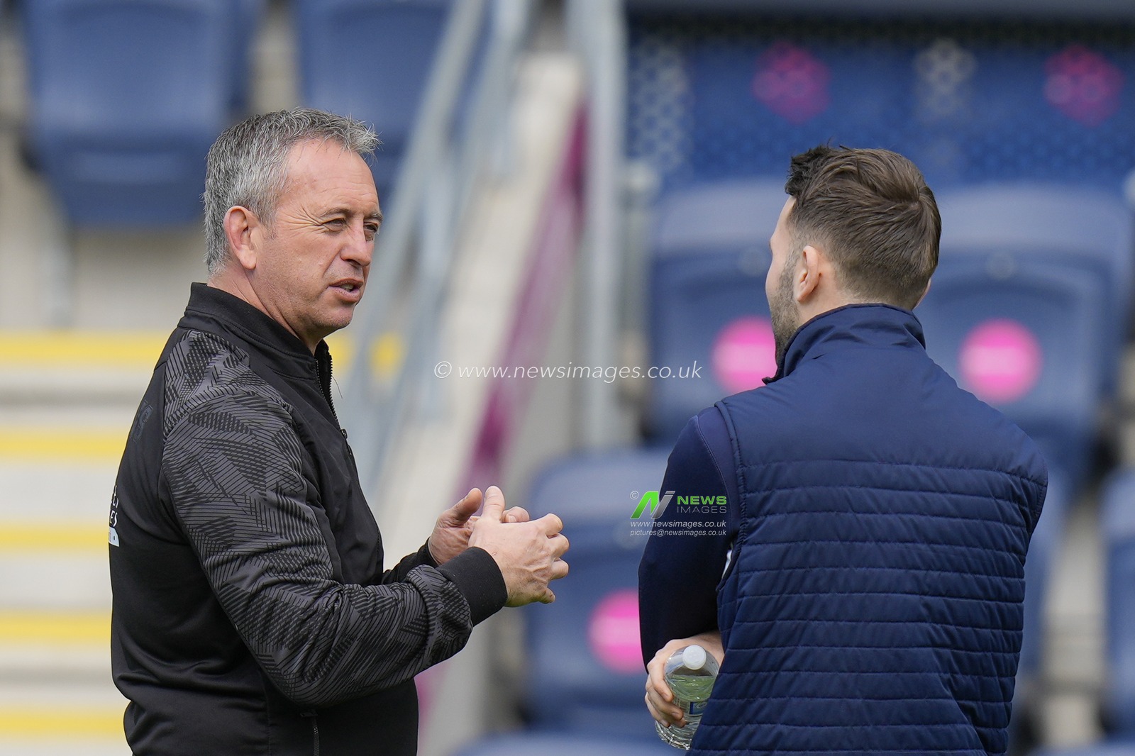 Steve McNamara Head Coach of Catalans Dragons talks with Referee Mr Liam Moore before the Betfred Super League Round 6 match Leeds Rhinos vs Catalans Dragons at Headingley Stadium, Leeds, United Kingdom, 25th March 2023

(Photo by Steve Flynn/News Images)