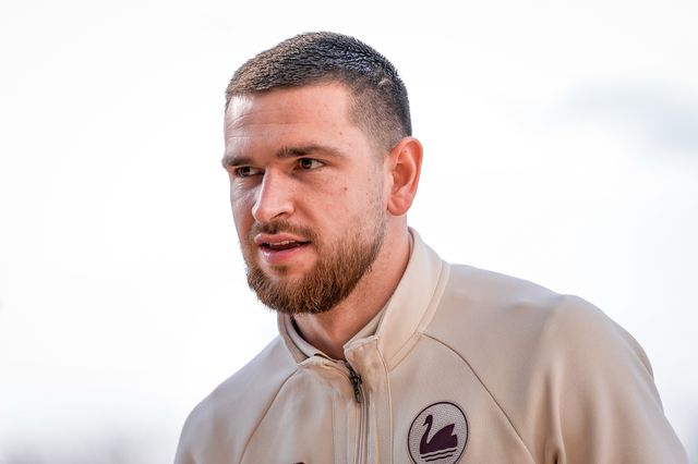 Zan Vipotnik of Swansea City inspects the pitch prior to kick off during the Sky Bet Championship match Derby County vs Swansea City at Pride Park Stadium, Derby, United Kingdom on 14 February 2026

(Photo by Maynard Manyowa/News Images)