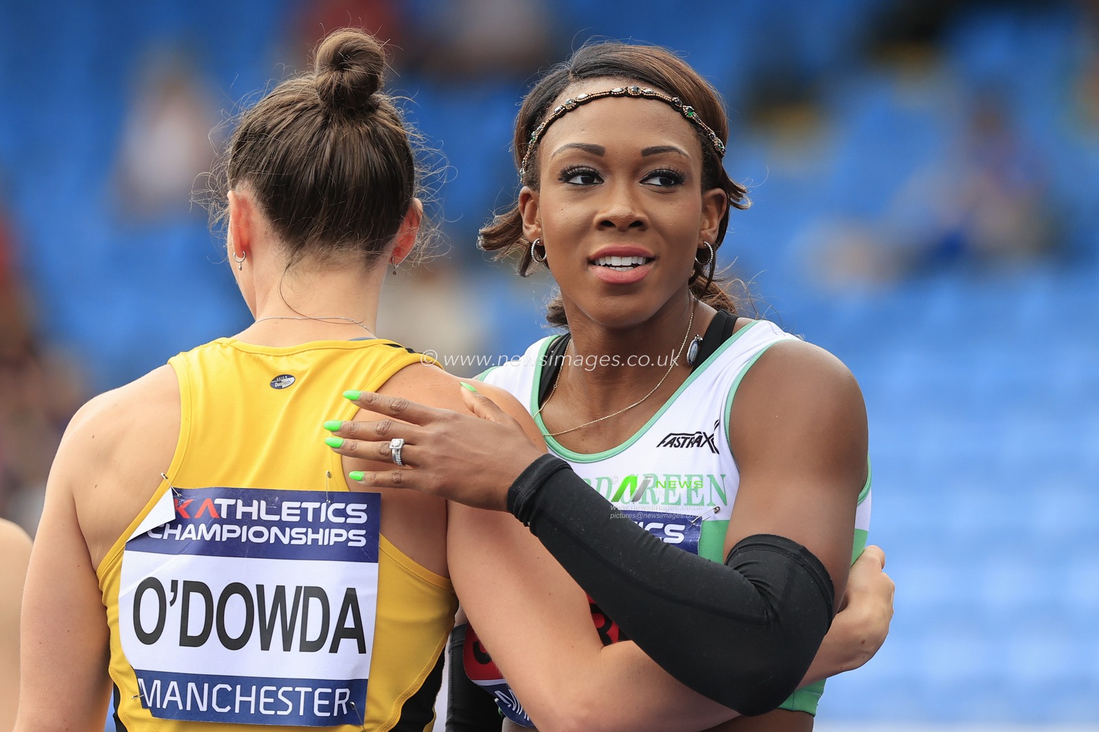 Cindy Sember after winning the womenâ€™s 100m hurdles during the UK Athletics Championships at Manchester Regional Arena, Manchester, United Kingdom, 8th July 2023.

(Photo by Conor Molloy/News Images)