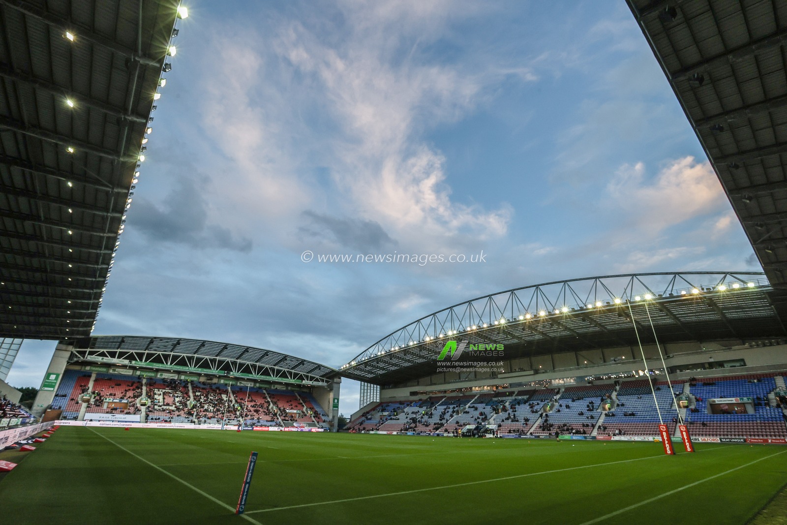 A general view of the Brick Community Stadium ahead of the Betfred Super League Round 26 match Wigan Warriors vs Castleford Tigers at The Brick Community Stadium, Wigan, United Kingdom, 12th September 2025

(Photo by Alfie Cosgrove/News Images)
