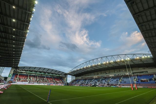 A general view of the Brick Community Stadium ahead of the Betfred Super League Round 26 match Wigan Warriors vs Castleford Tigers at The Brick Community Stadium, Wigan, United Kingdom, 12th September 2025

(Photo by Alfie Cosgrove/News Images)
