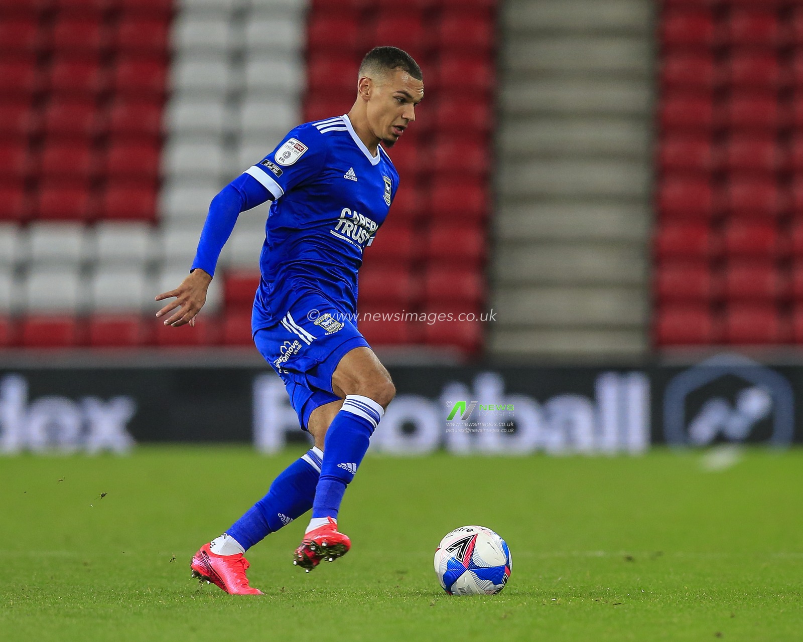 Kayden Jackson (9) of Ipswich Town in possession of the ball
