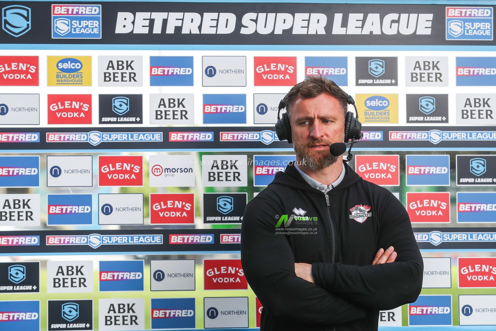 Mike Eccles Director of Rugby of London Broncos gives an interview after the Betfred Super League Round 13 match Salford Red Devils vs London Broncos at Salford Community Stadium, Eccles, United Kingdom, 2nd June 2024

(Photo by Gareth Evans/News Images)