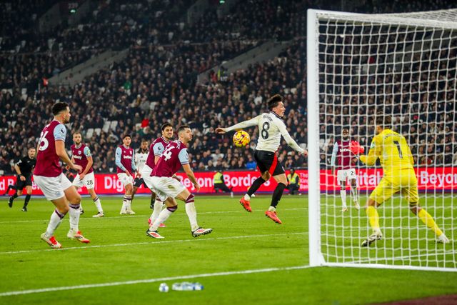 Harry Wilson of Fulham scores to make it 3-2 during the Premier League match West Ham United vs Fulham at London Stadium, London, United Kingdom, 14th January 2025

(Photo by Izzy Poles/News Images)