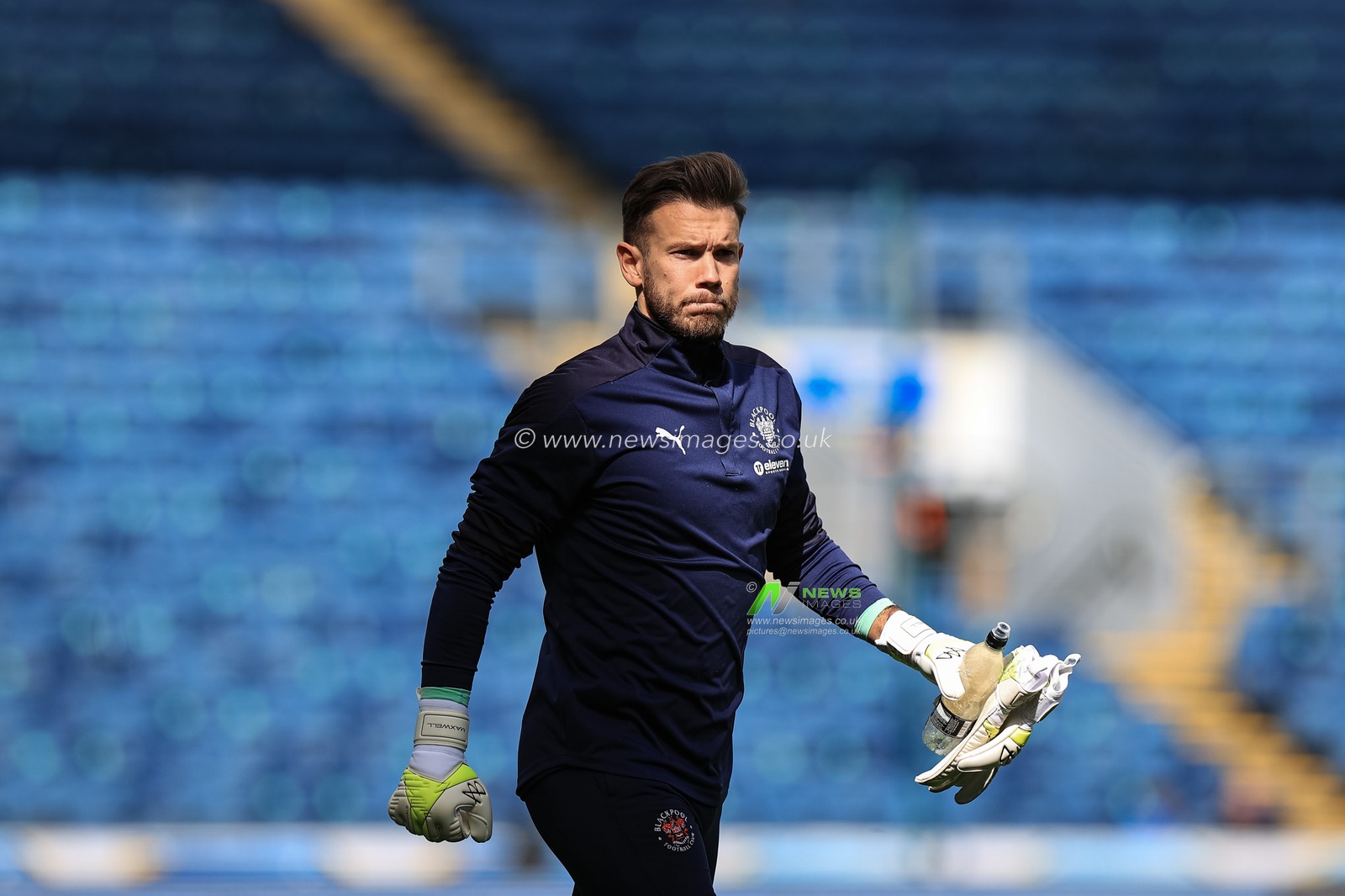 Chris Maxwell #1 of Blackpool during the pre-game warmup   as he prepares to make his first start since December
