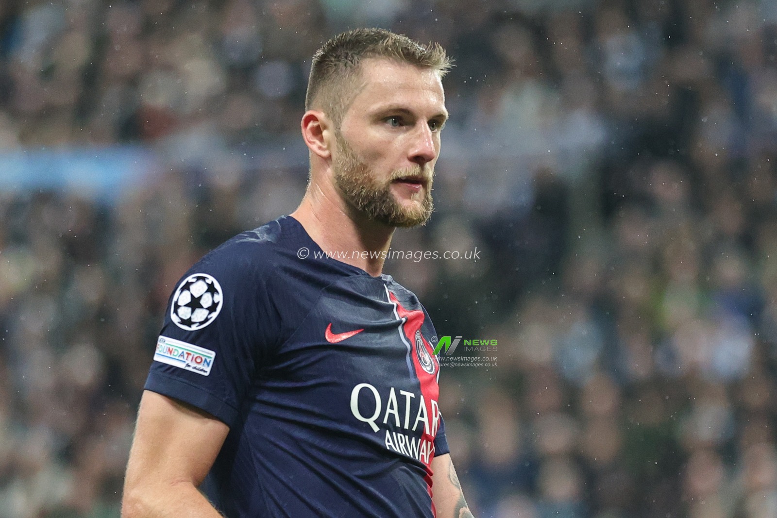 Milan Å kriniar # 37 of Paris Saint-Germain during the UEFA Champions League match Newcastle United vs Paris Saint-Germain at St. James's Park, Newcastle, United Kingdom, 4th October 2023

(Photo by Mark Cosgrove/News Images)