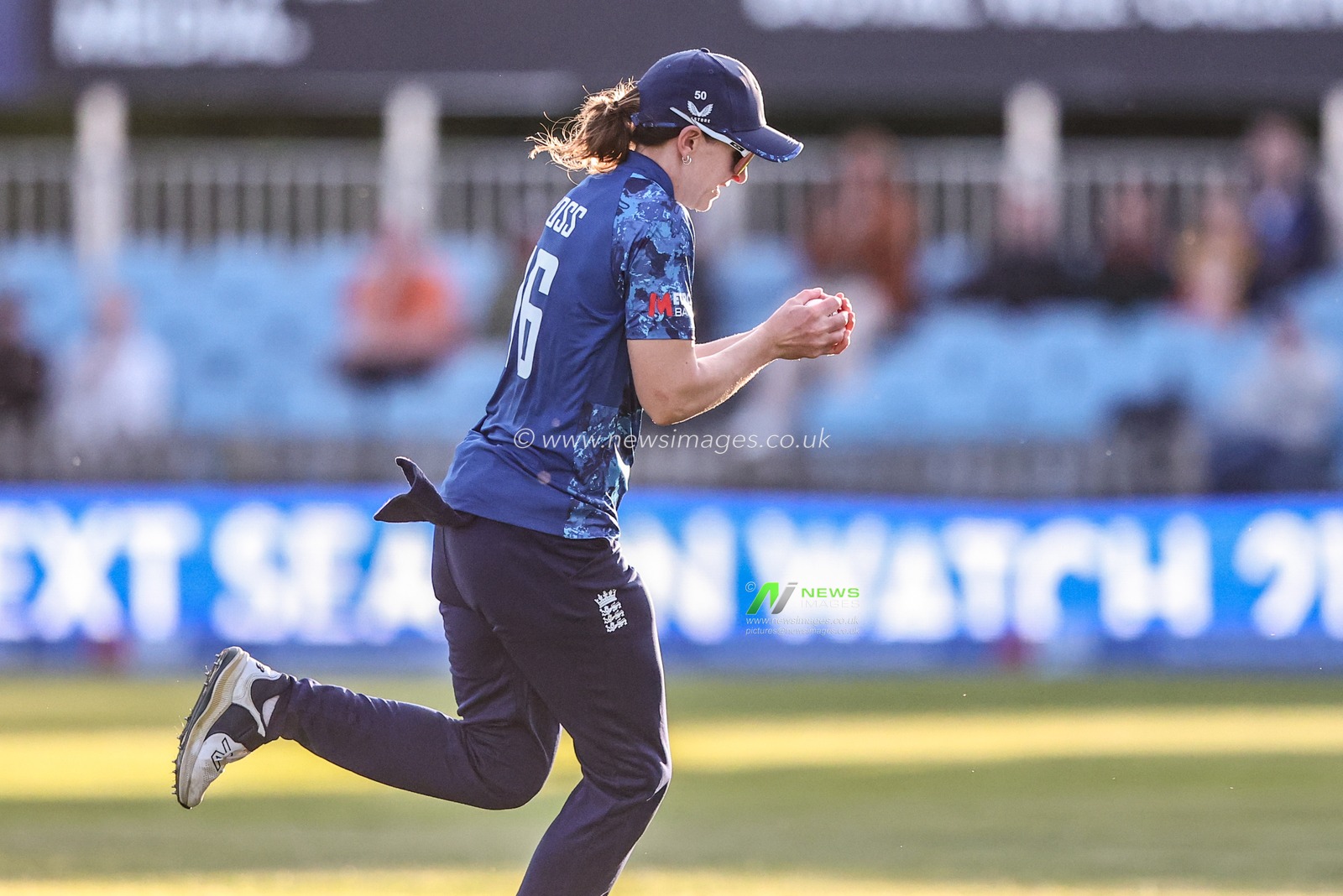 Kate Cross of England catches out Aaliyah Alleyne to win the match during the Metro Bank One Day International match England Women vs West Indies Women at Derbyshire County Cricket Club, Derby, United Kingdom, 30th May 2025

(Photo by Alfie Cosgrove/News Images)