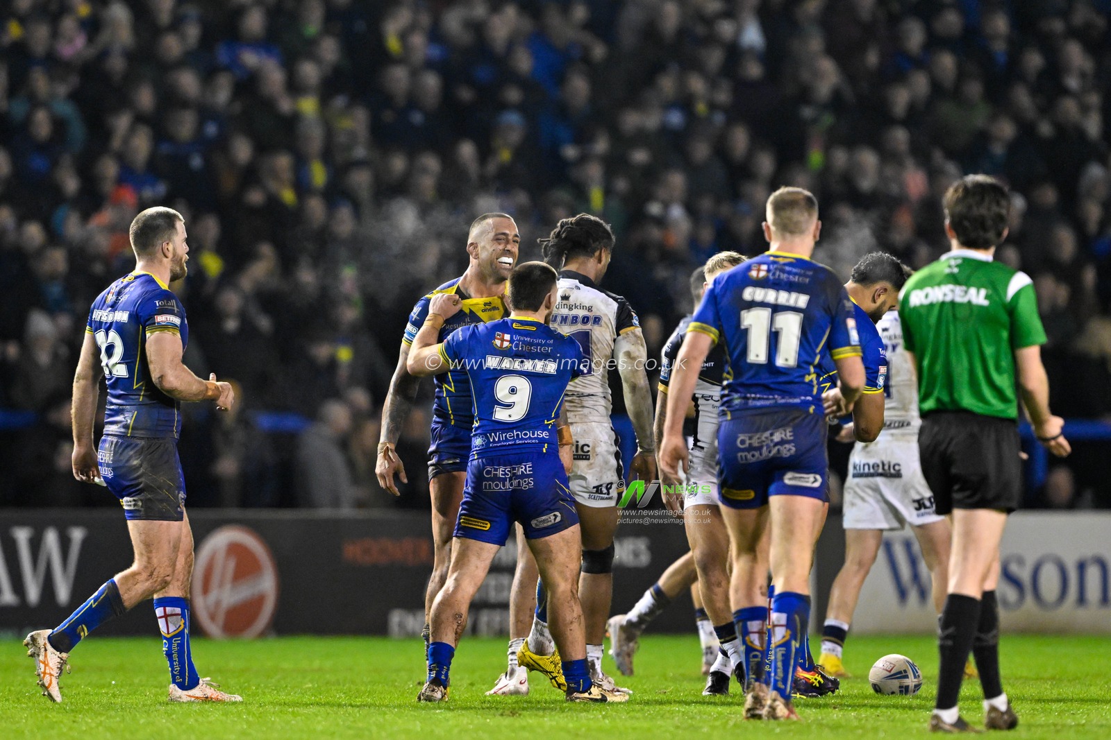 Paul Vaughan of Warrington Wolves celebrates, during the Betfred Super League Round 2 match Warrington Wolves vs Hull FC at Halliwell Jones Stadium, Warrington, United Kingdom, 23rd February 2024

(Photo by Cody Froggatt/News Images)