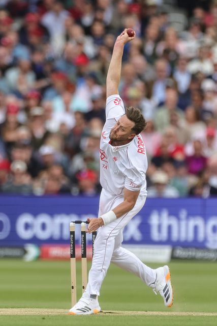 Ollie Robinson of England delivers the ball during the 1st Rothesay Test Match Day 2 match England vs New Zealand at Lords, London, United Kingdom on 05 June 2026

(Photo by Mark Cosgrove/News Images)