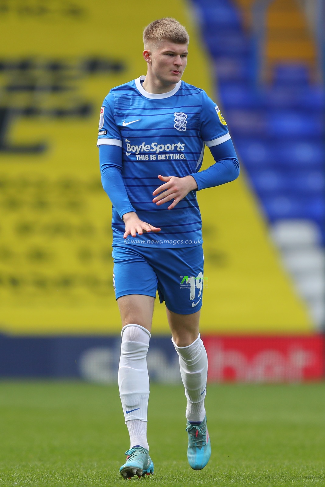 Jordan James #19 of Birmingham City during the Sky Bet Championship match Birmingham City vs Blackpool at St Andrews, Birmingham, United Kingdom, 22nd April 2023

(Photo by Gareth Evans/News Images)